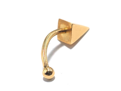 14K Gold 4 Sided Pyramid Spike Eyebrow Jewellery 16G Body Piercing Curved Barbell combination of custom size ball end - 1pc each order
