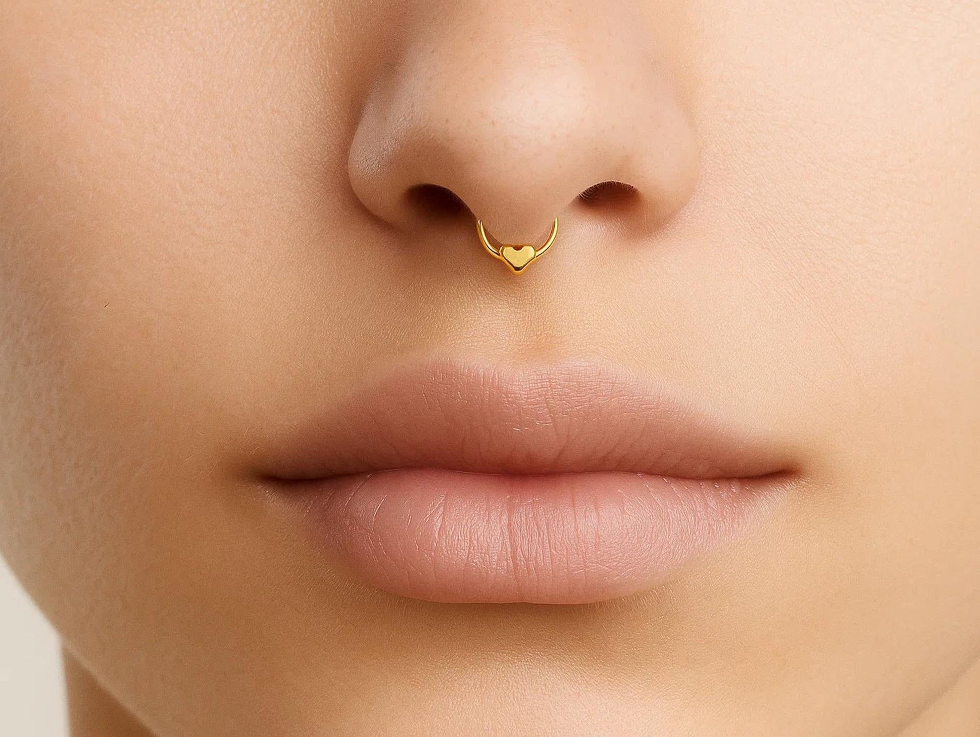 14K Gold 16G Clicker Hoops, Dainty Heart Piercing for Nose Septum, Daith Ring, Helix, Conch Body Jewellery - Sold Individually