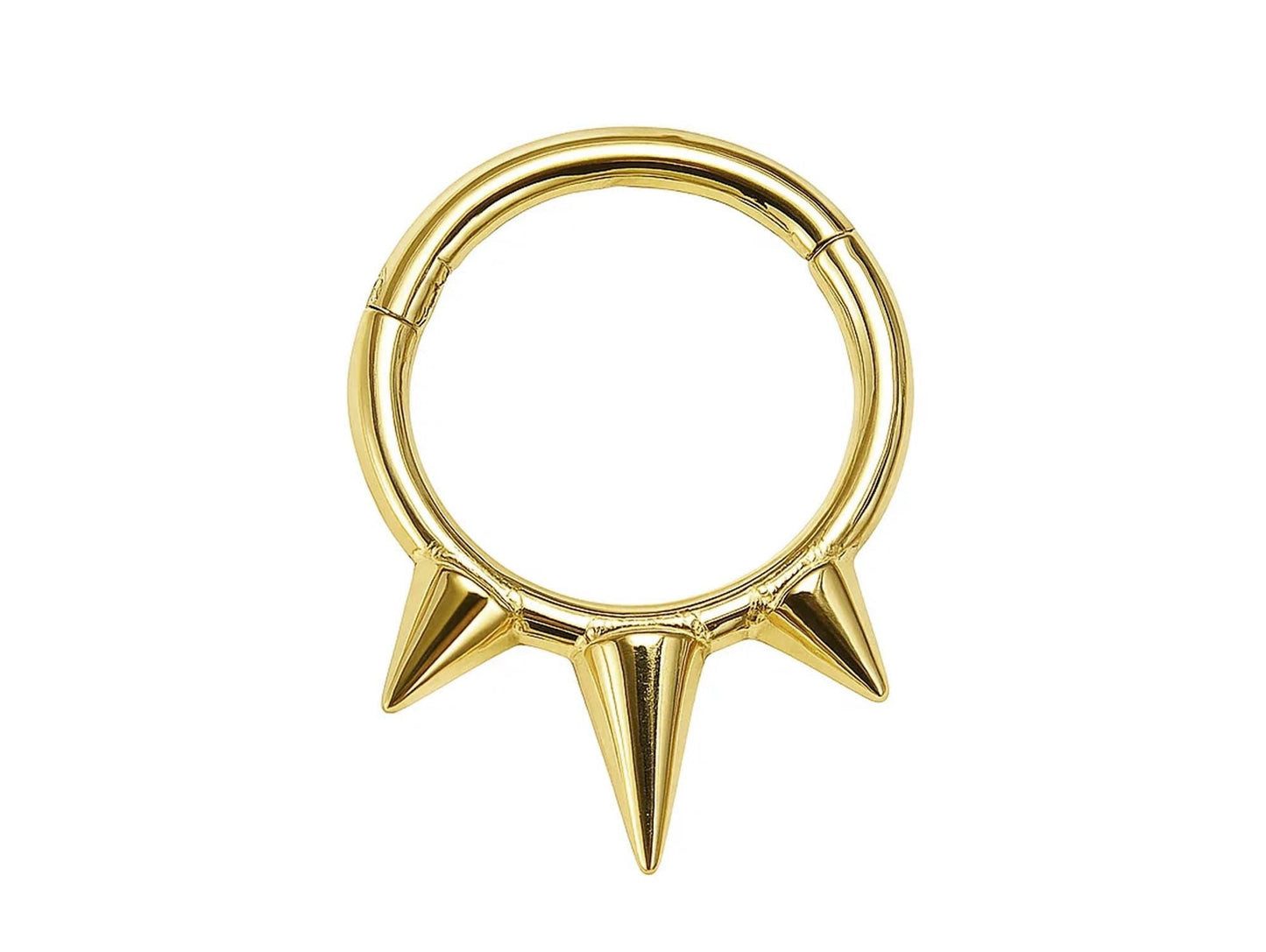 14K Gold Spike Clicker Hoop Ring for Nose Septum, Daith Piercing 16G Body Jewellery - Inner Diameter size 8mm