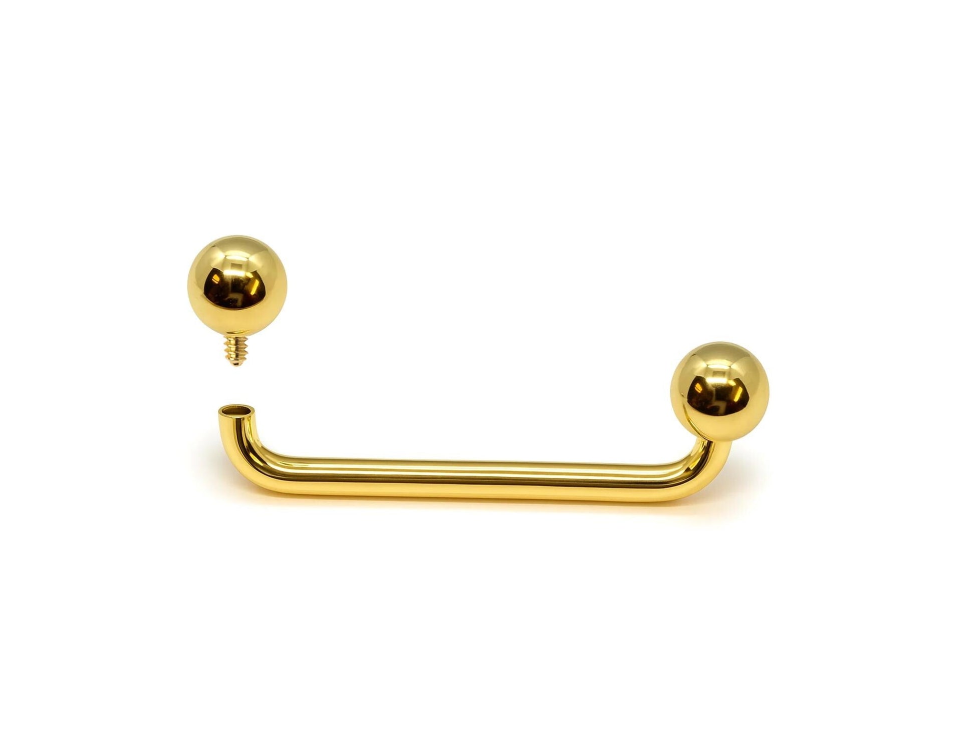 14K Gold Ball Surface Barbell Dermal Staple Piercing Internally Threaded 16G 14G Body Jewellery