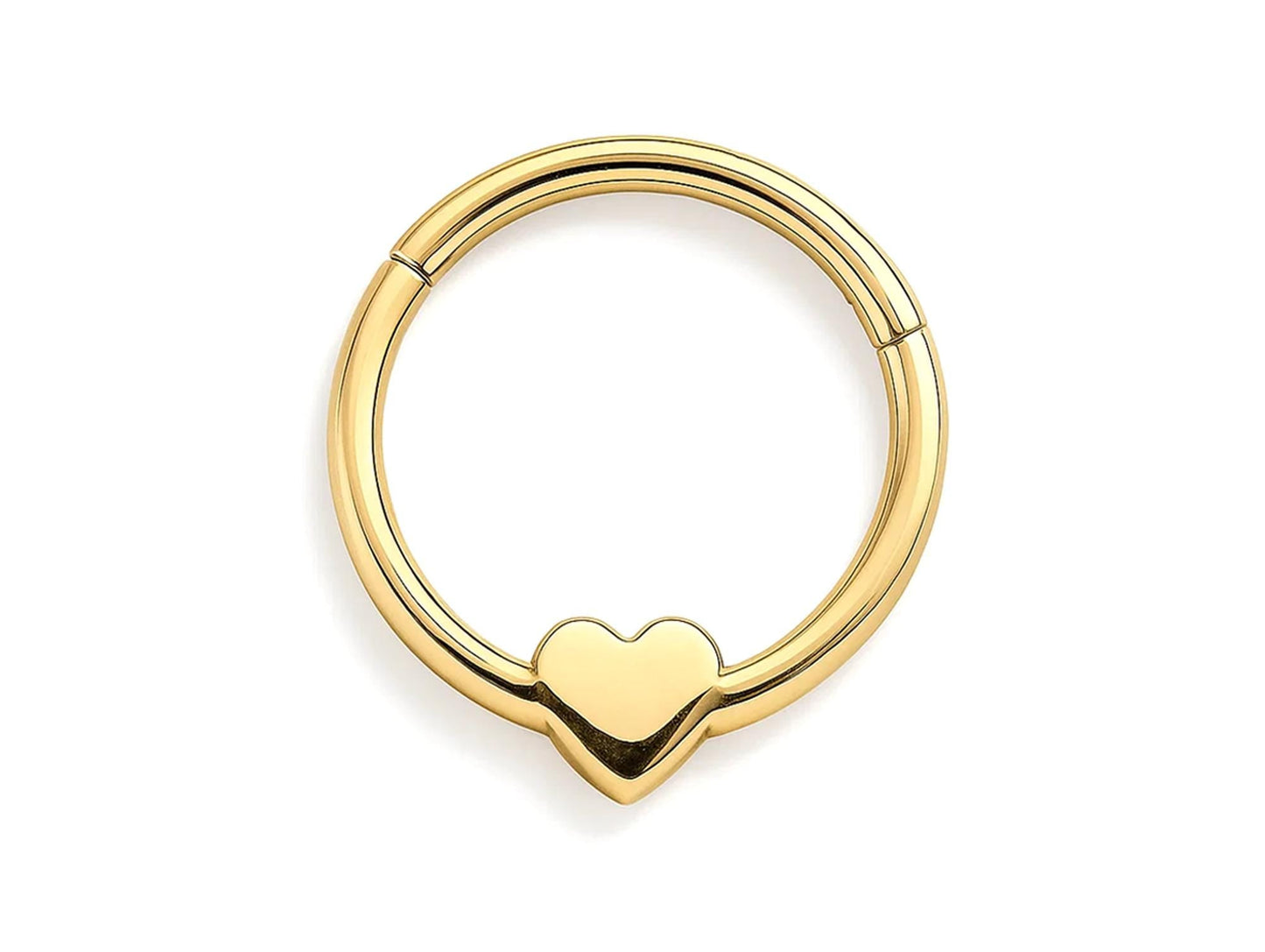 14K Gold 16G Clicker Hoops, Dainty Heart Piercing for Nose Septum, Daith Ring, Helix, Conch Body Jewellery - Sold Individually