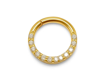 14K Gold 16G Nose Septum Clicker, Daith ring, Conch, Helix hoop Body Jewellery Piercing with Gem Crystal Set - Diameter size 8mm