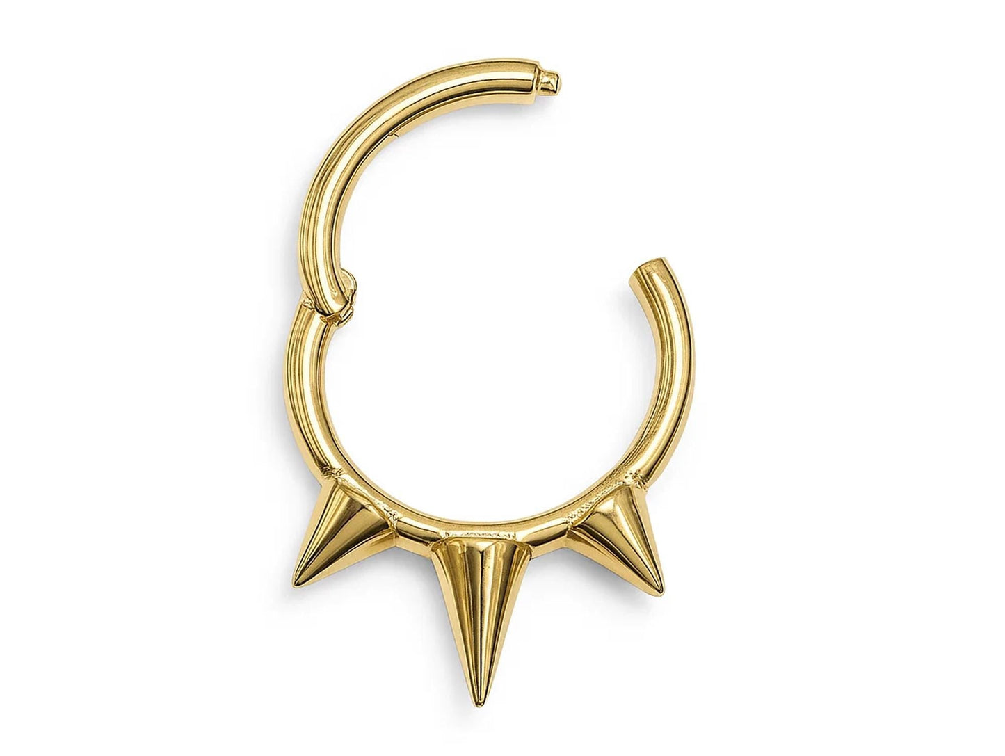 14K Gold Spike Clicker Hoop Ring for Nose Septum, Daith Piercing 16G Body Jewellery - Inner Diameter size 8mm