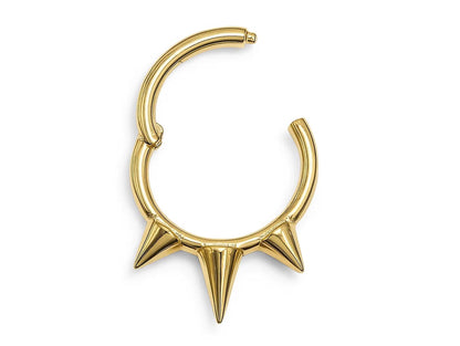 14K Gold Spike Clicker Hoop Ring for Nose Septum, Daith Piercing 16G Body Jewellery - Inner Diameter size 8mm