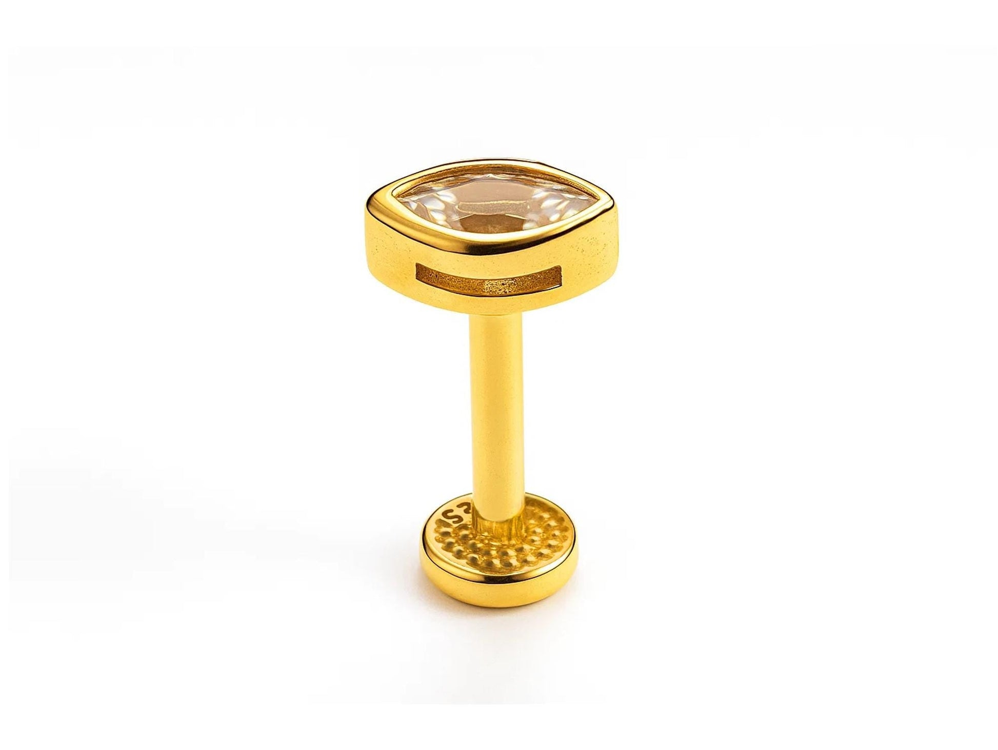 14K Gold Eye Shape Labret Stud Lip Piercing Philtrum, Tragus, Helix, Cartilage 16G Body Jewellery Internally Threaded