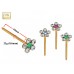 18K Gold Nose Pin - Flower design with Triple A Quality Crystal - The very Finest in Gold Nose Jewelry made of Solid Gold