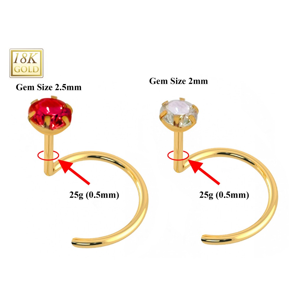 18K Gold Nose Rings/ Pins/Nose Studs with the Highest Quality Crystal Hand  Set - Lovely dainty