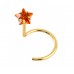 18K Gold Curve Nose Ring with Star Set Crystal, Nose Hook Piercing, Nose Jewelry made of Solid Gold