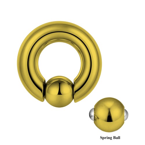 Surgical Steel 316L Gold Captive Bead Hoop Ring with Spring Ball Quality tested by Sheffield Assay Office England