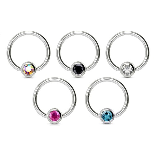 Captive Bead Ring, Captive Ball Earrings – Ball Closure Ball with Dimple Gem Ball - Piercing for Septum, Eyebrow, Nipple, Lip and More ‐ Quality tested by Sheffield Assay Office England