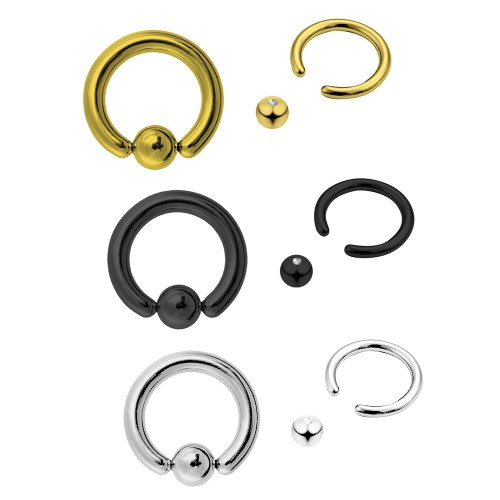 Captive Bead Ring, Ball Closure Ring – Available in many Colours – Quality tested by Sheffield Assay Office England