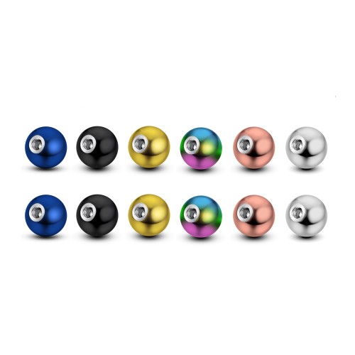Body Jewelry Replacement Color Threaded Balls - (5pcs) Piercing kit Loose parts for Barbells, Horseshoe Piercing, Labrets, Septum and more.