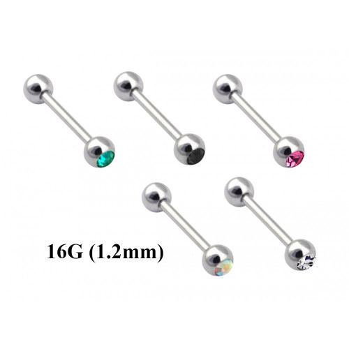 Surgical Steel 316L Barbell Gem Ball 12G - AAA Laser Cut Crystals ‐ Quality tested by Sheffield Assay Office England