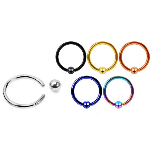 Captive Bead Ring, Ball Closure Ring – Available in many Colours – 18g, 16g, 14g ‐ Quality tested by Sheffield Assay Office England