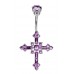 Sterling Silver Religious Cross Belly Bars 1.6mm / 14G with CZ Crystals - Various Colours ‐ Quality tested by Sheffield Assay Office England