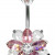 Sterling Silver Flower Belly Button Piercing Bar with CZ Crystals ‐ Quality tested by Sheffield Assay Office England