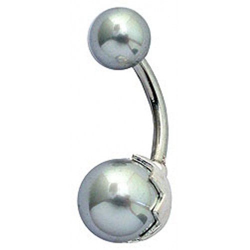 Surgical Steel 14G Bellybars with Natural Pearl Stone - Various Colours ‐ Quality tested by Sheffield Assay Office England