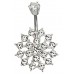 Sterling Silver Fancy Flower CZ Crystal Belly Bars 1.6mm / 14G - Various Colours ‐ Quality tested by Sheffield Assay Office England