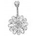 Sterling Silver Fancy Flower CZ Crystal Great Curved Belly Bars 1.6mm / 14G - Various Colours ‐ Quality tested by Sheffield Assay Office England