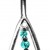Sterling Silver Pear Shape CZ Crystal Studded Belly Bars 1.6mm / 14G - Various Colours ‐ Quality tested by Sheffield Assay Office England