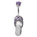 Silver Flip Flop Belly Bars with CZ Crystals 1.6mm / 14G - Various Colours ‐ Quality tested by Sheffield Assay Office England