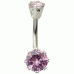 Sterling Silver Belly Bars 1.6mm / 14G with Solitaire Small Size Round CZ Crystals - Various Colours ‐ Quality tested by Sheffield Assay Office England
