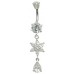 Sterling Silver Flower Dangle Tear Drop CZ Crystal Belly Bars 1.6mm / 14G - Various Colours ‐ Quality tested by Sheffield Assay Office England