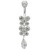 Sterling Silver Double Drop Butterfly Dangle CZ Crystal Belly Bars 1.6mm / 14G - Various Colours ‐ Quality tested by Sheffield Assay Office England