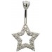 Sterling Silver Star Shape CZ Crystal Studded Belly Bars 1.6mm / 14G - Various Colours ‐ Quality tested by Sheffield Assay Office England