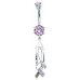 Sterling Silver Fashion Dangle CZ Crystal Belly Bars 1.6mm / 14G - Various Colours ‐ Quality tested by Sheffield Assay Office England
