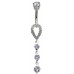 Sterling Silver Drop Dangle Bellybars Made Of CZ Crystals - Various Colours ‐ Quality tested by Sheffield Assay Office England