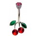 Sterling Silver Cherry CZ Crystal Belly Bars 1.6mm / 14G - Various Sizes ‐ Quality tested by Sheffield Assay Office England