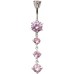 Sterling Silver Round Drop Belly Bars with CZ Crystals - Various Colours ‐ Quality tested by Sheffield Assay Office England