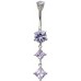 Sterling Silver Dangle Diamond Shape Drop Belly Bar Made Of CZ Crystals - Various Colours ‐ Quality tested by Sheffield Assay Office England