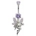 Sterling Silver Fairy Nymph CZ Crystal Studded Belly Bars 1.6mm / 14G - Various Colours ‐ Quality tested by Sheffield Assay Office England