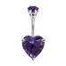 Sterling Silver Solitaire Heart CZ Crystal Belly Bars 1.6mm / 14G - Various Sizes and Colors ‐ Quality tested by Sheffield Assay Office England