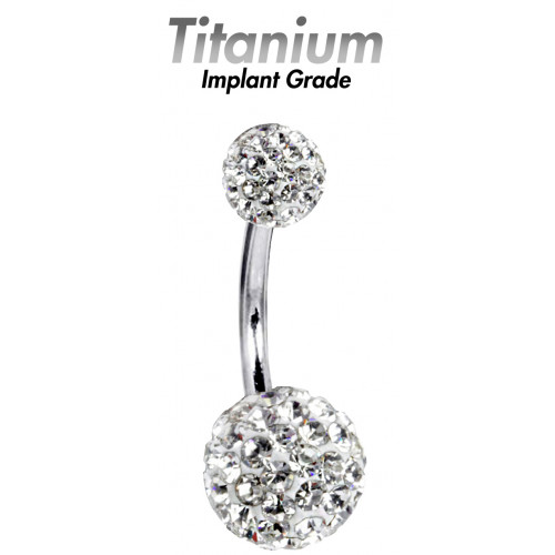 Titanium Implant Grade MULTI CRYSTAL BELLYBAR - Swarovski Crystals ‐ Quality tested by Sheffield Assay Office England