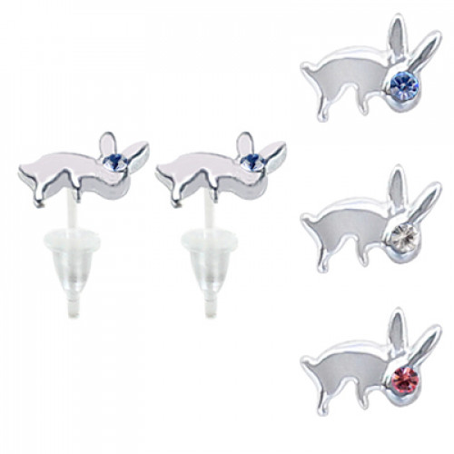 Hypoallergenic Plastic Post Rabbit Stud Earrings 