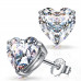Silver Solitaire CZ Heart Cut Stud Earrings ‐ Quality tested by Sheffield Assay Office England