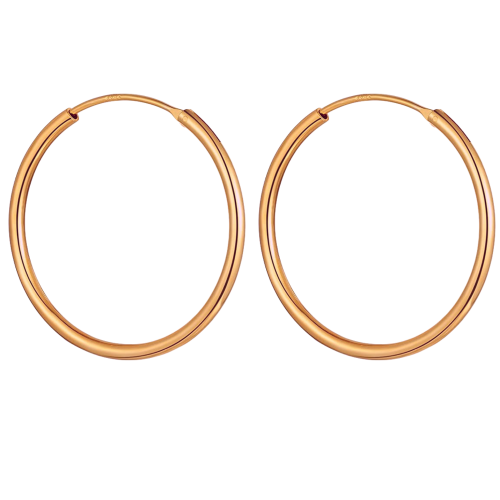 Rosegold Plated Unisex High Polished Round Hoop Earrings - Big Size 22mm to 60mm ‐ Quality tested by Sheffield Assay Office England