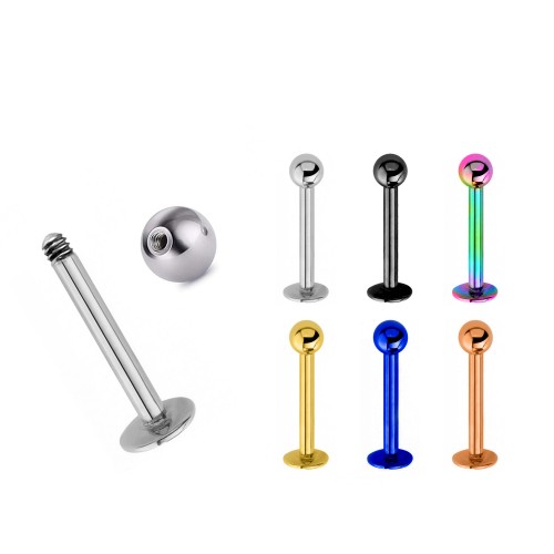 Lip Labret, Labret Stud – Flatback Lip Piercing available in many Colours ‐ 18g, 16g, 14g ‐ Quality tested by Sheffield Assay Office England