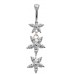 Sterling Silver Fancy Flower Belly Bars with CZ Crystal - Various Colours ‐ Quality tested by Sheffield Assay Office England