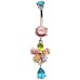 Dangly Flower Belly Bars in Silver with CZ Crystal - Various Colours ‐ Quality tested by Sheffield Assay Office England
