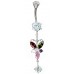 Sterling Silver Butterfly CZ Crystal Belly Bars - Various Colours ‐ Quality tested by Sheffield Assay Office England