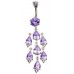 Sterling Silver Chandelier Dangle CZ Crystal Belly Bars 1.6mm / 14G - Various Colours ‐ Quality tested by Sheffield Assay Office England