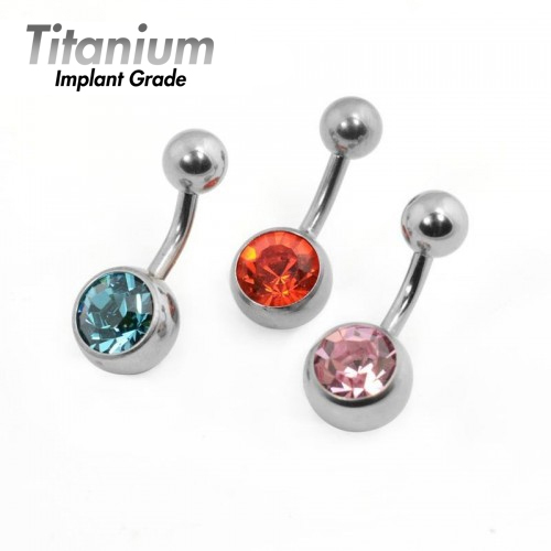 Titanium Implant Grade SINGLE JEWELED BANANABELL - AAA Laser Cut Crystals ‐ Quality tested by Sheffield Assay Office England