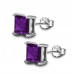 Silver Solitaire CZ Square Cut Stud Earrings ‐ Quality tested by Sheffield Assay Office England