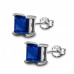 Silver Solitaire CZ Square Cut Stud Earrings ‐ Quality tested by Sheffield Assay Office England