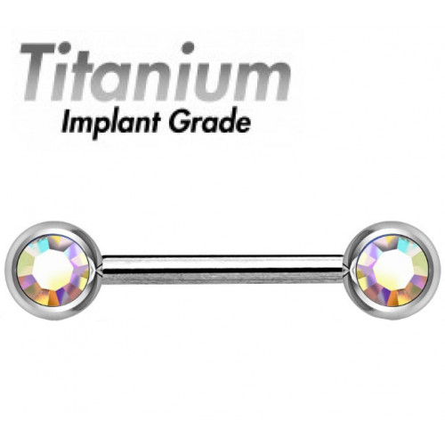 TITANIUM IMPLANT GRADE Barbell Front Facing Balls - AAA Laser Cut Crystals ‐ Quality tested by Sheffield Assay Office England