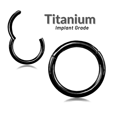 Titanium Hinged Segment Ring Black ‐ Quality tested by Sheffield Assay Office England